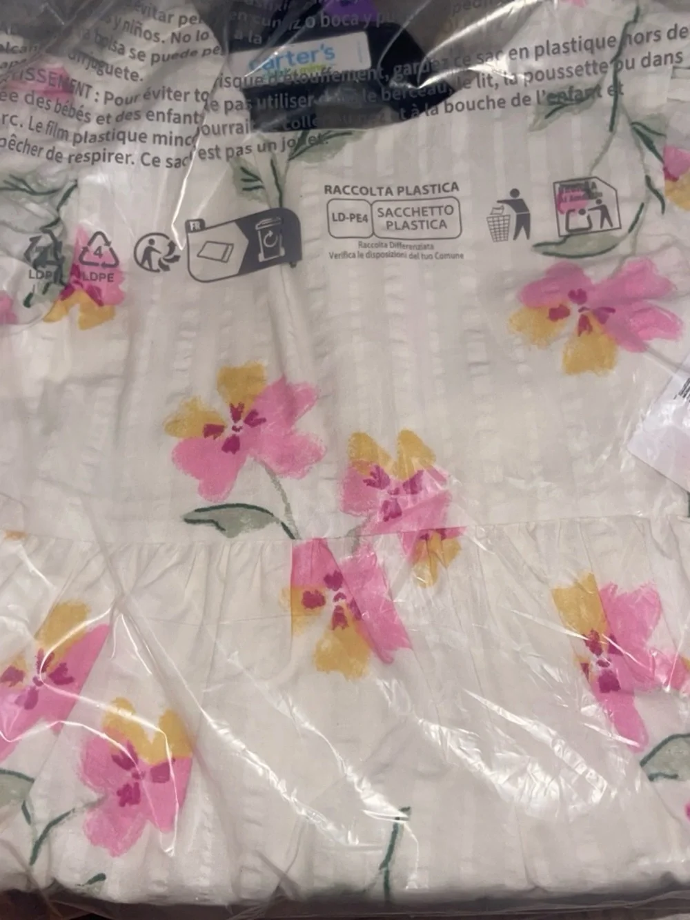 Carter's White Dress with Pink and Yellow Floral Print and Bloomer